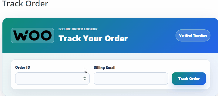 Frontend tracking portal reflecting the selected TrackForge branding and style.