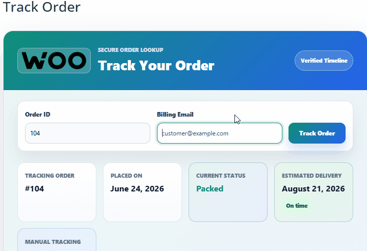 Customer tracking page showing courier tracking details.