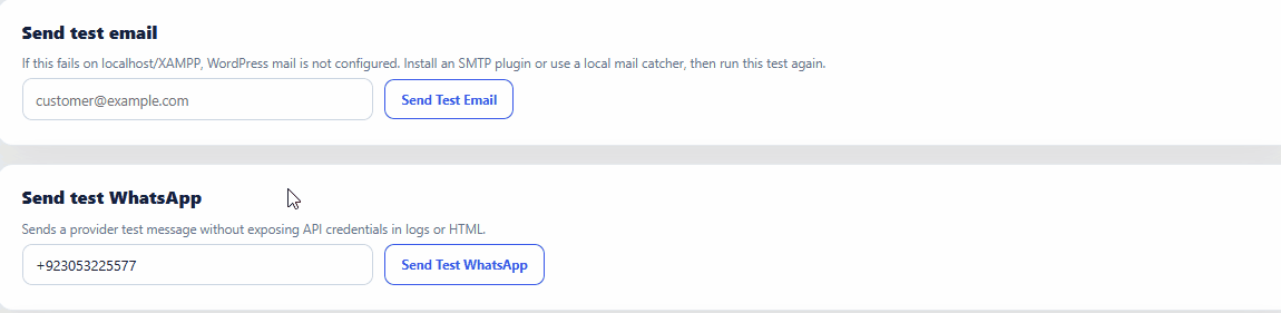 Configuring a WhatsApp stage notification template.